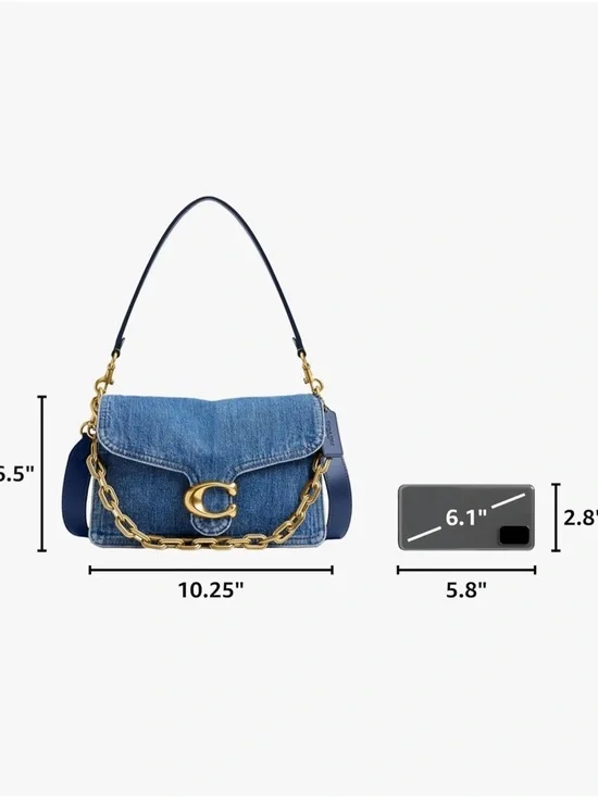 Coach Chain Tabby 26 Denim Shoulder Bag - Picture 4 of 16